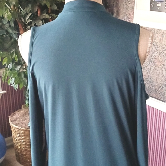 NWT Choker Keyhole Bodycon Long Sleeve Dress Peacock Green Plus Size 1X - Picture 4 of 8